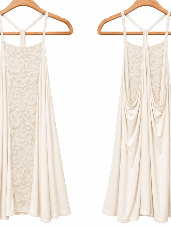 Torrid Curve Tops - Lace-Back Cream Tank with Draped Back